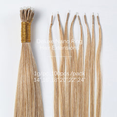 Unprocessed Natural Color Nano Ring Hair Extensions 1g-strand 100g