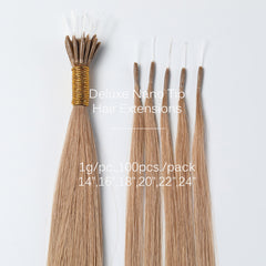 Unprocessed Natural Color Nano Tip Hair Extensions 1g-strand 100g