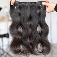 Unprocessed Natural Color Clip-in Hair Extensions-1Pc.Sextuple Wefts